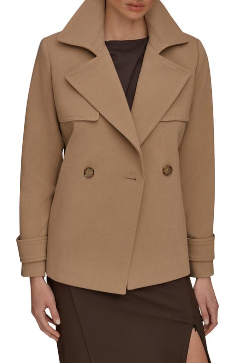 Double Breasted Crepe Coat