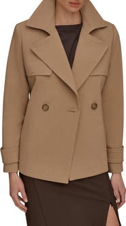 Donna Karan New York Double Breasted Crepe Coat