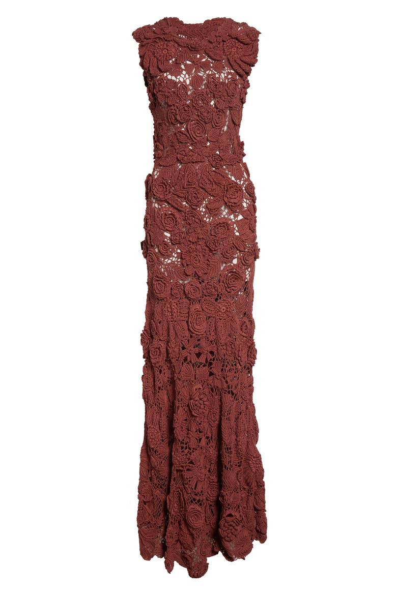 Anita Floral Crochet Gown, Alternate, color, AGATE