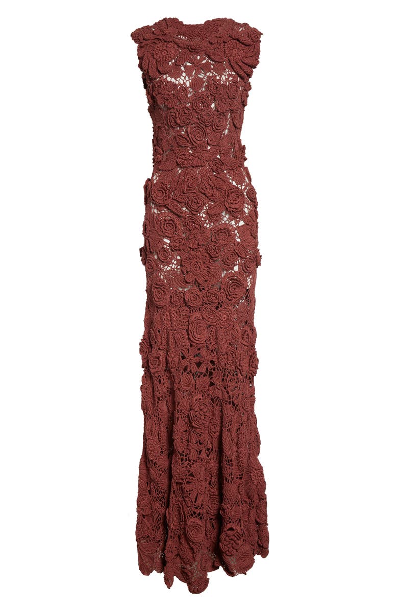 Ulla Johnson Anita Floral Crochet Gown, Alternate, color, Agate