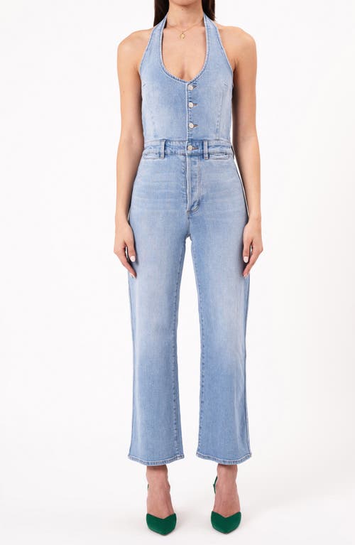 Rolla's Denim Halter Ankle Bootcut Jumpsuit In Ranch