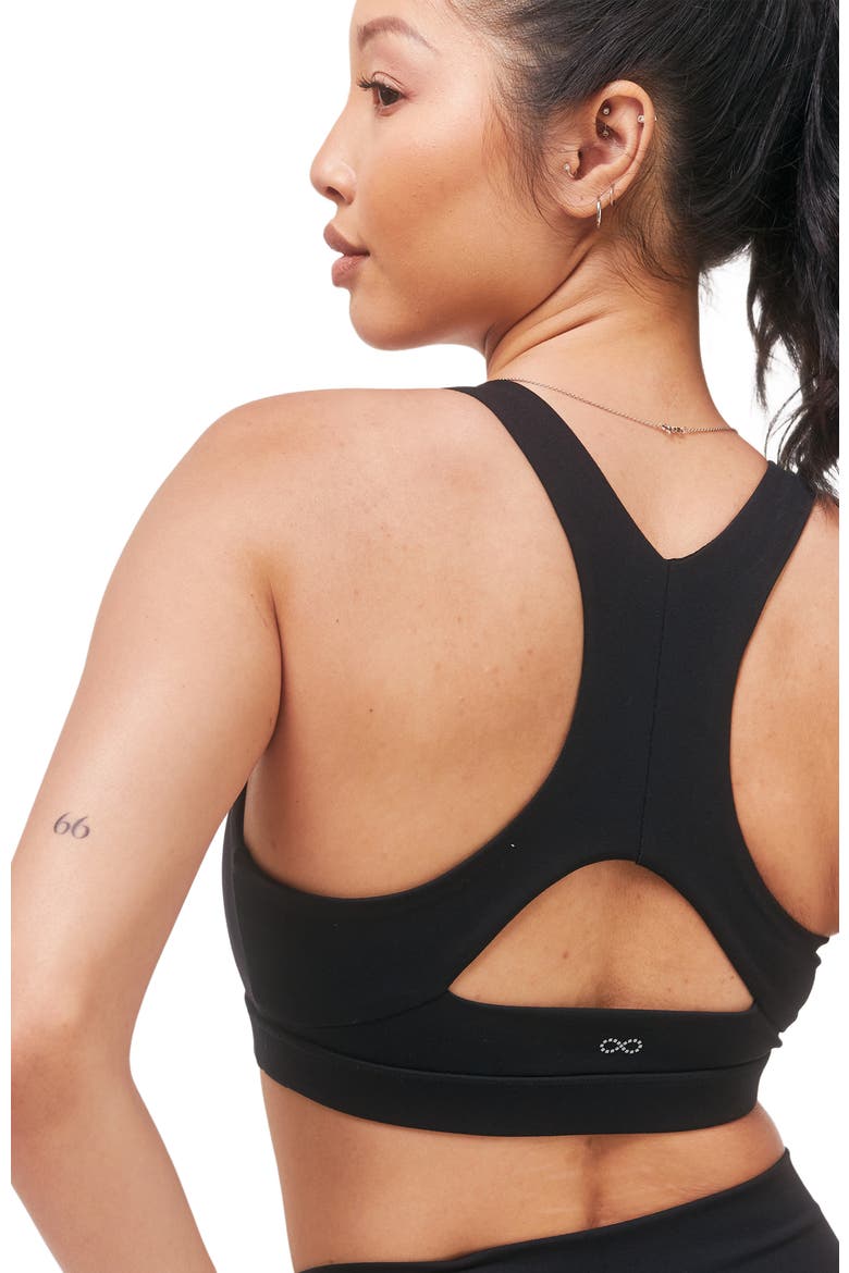 Swift Keyhole Racerback Cloudlux Bra, Alternate, color, Metropolis Black