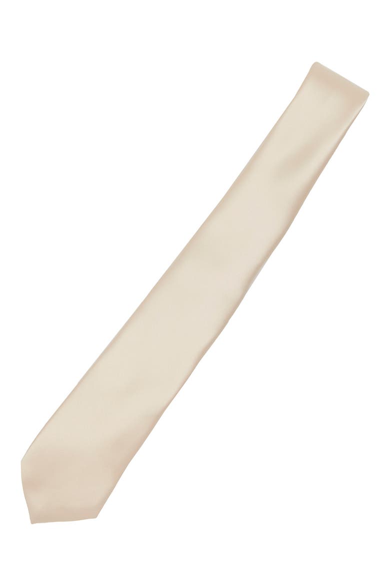 Men's Solid Satin Tie, Alternate, color, CHAMPAGNE