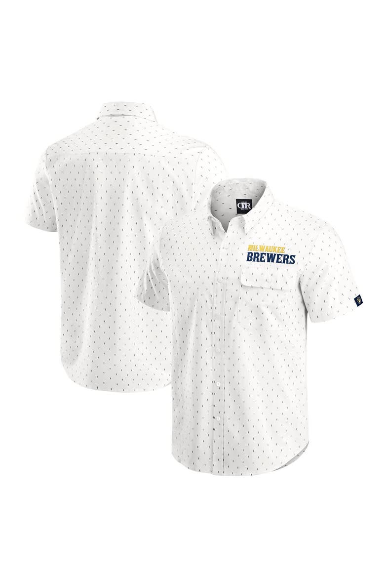 Men's Darius Rucker Collection by Fanatics  Cream Milwaukee Brewers Printed Button-Down Shirt, Alternate, color, Cream