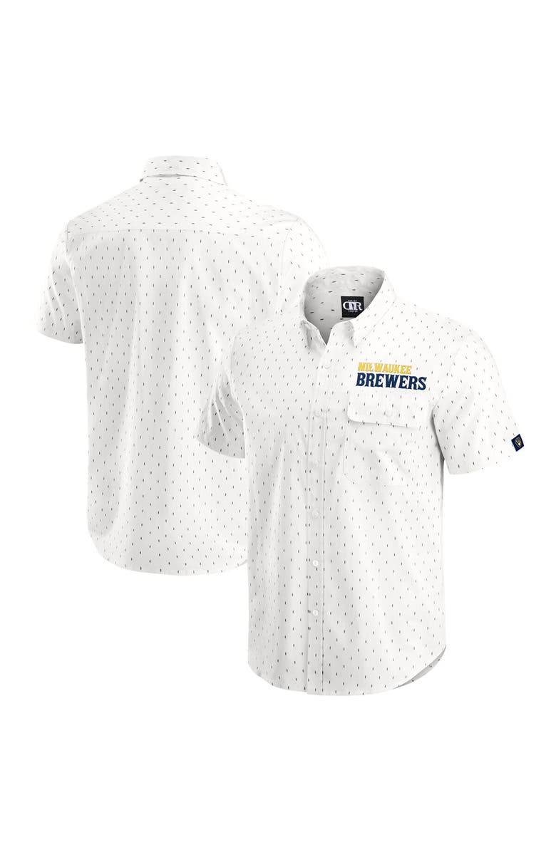 Darius Rucker Collection by Fanatics Men's Darius Rucker Collection by Fanatics  Cream Milwaukee Brewers Printed Button-Down Shirt, Alternate, color, Cream