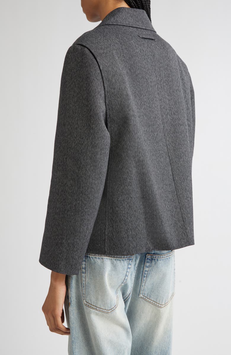 Proenza Schouler Nola Double Breasted Textured Suiting Jacket, Alternate, color, Charcoal Melange