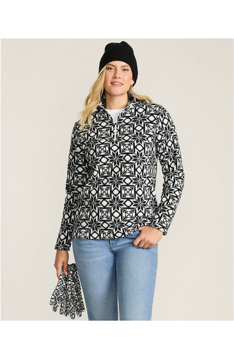 Lands' End Anyweather Fleece Quarter Zip Pullover, Alternate, color, Ivory/Black Snowflake