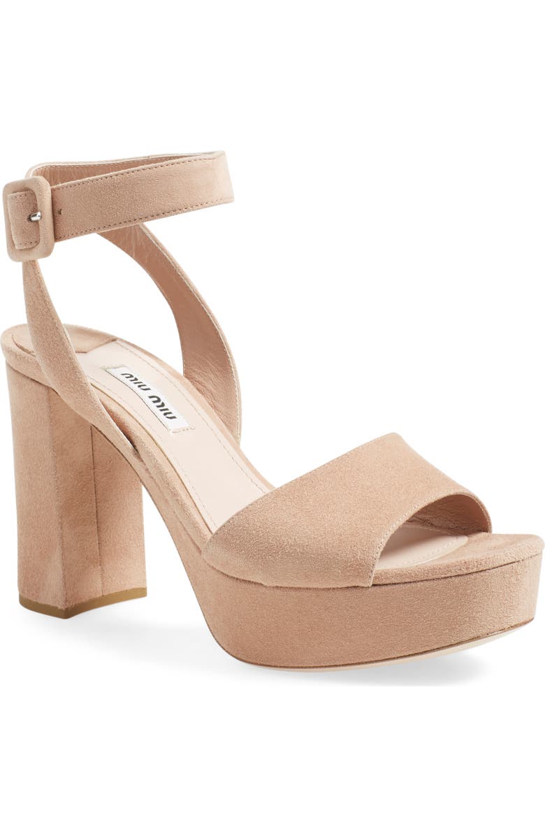 Miu Miu 'Sandali' Ankle Strap Sandal, Alternate, color,