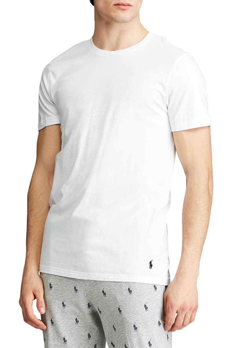 5-Pack Relaxed Fit Logo Embroidered Crewneck Undershirts, Alternate, color, WHITE/WHITE