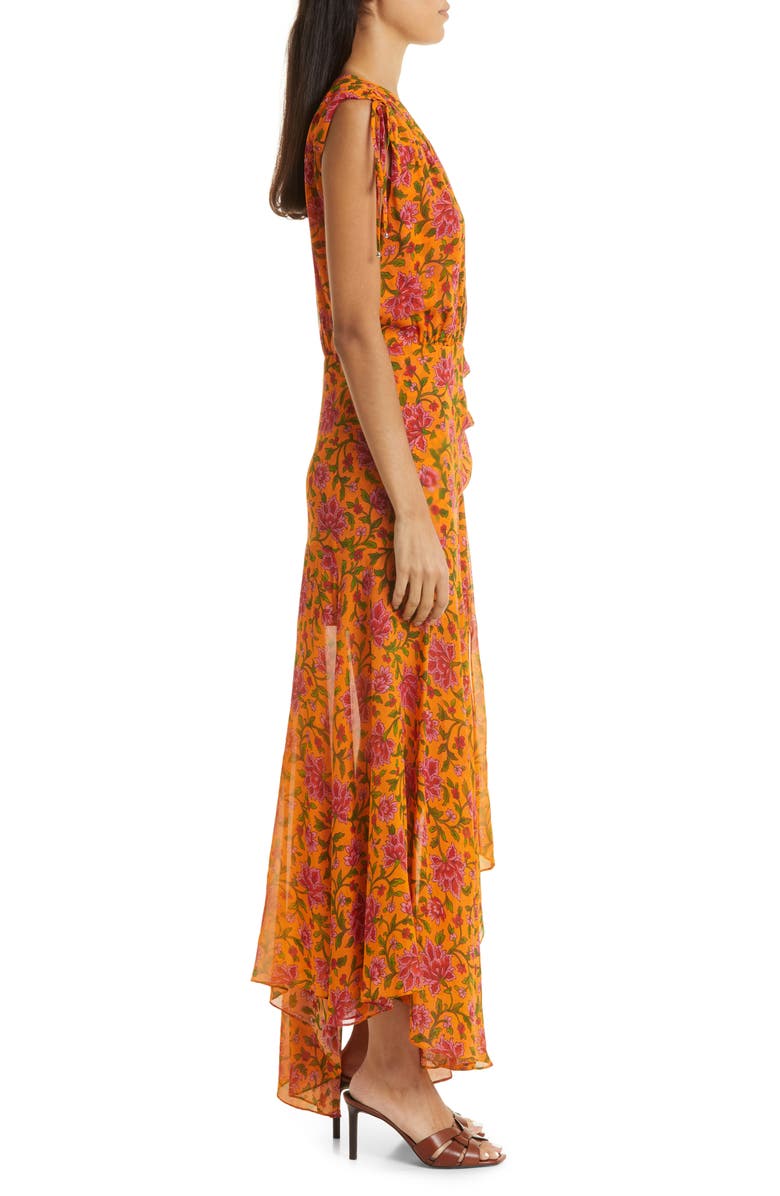 Veronica Beard Dovima Floral Asymmetric Silk Maxi Dress, Alternate, color, 