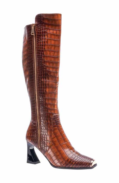 NINETY UNION London Croc Embossed Knee High Boot