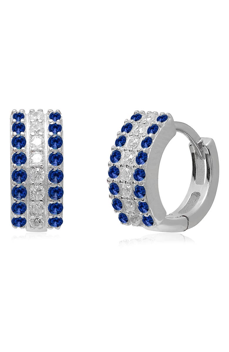 GABI RIELLE Sterling Silver Maison Moonlight CZ Pavé Huggie Hoop Earrings, Main, color, Silver