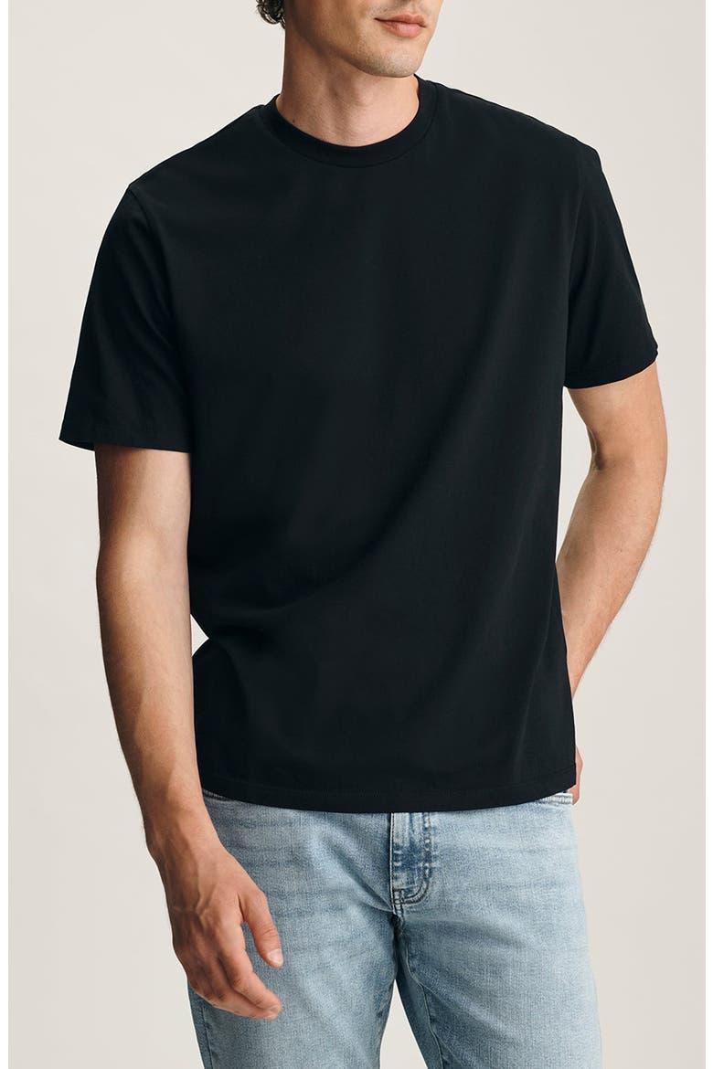 Cotton Crewneck T-Shirt, Main, color, BLACK