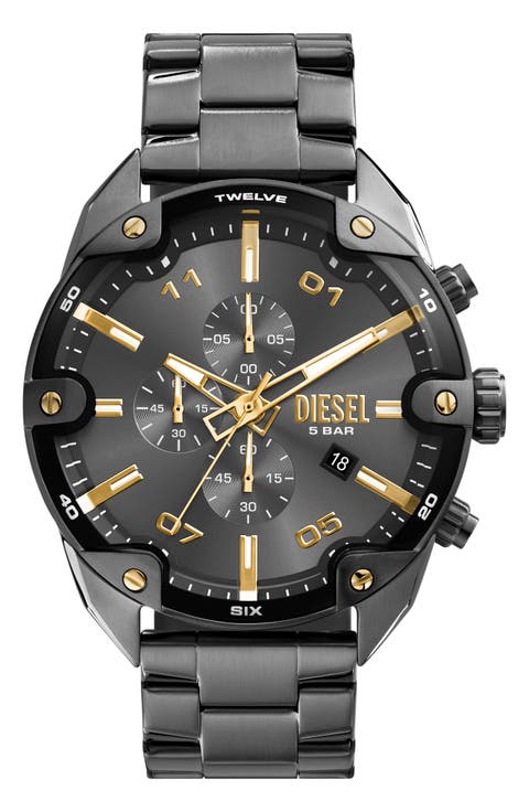 Spiked Gunmetal Chronograph Bracelet Watch, 49mm