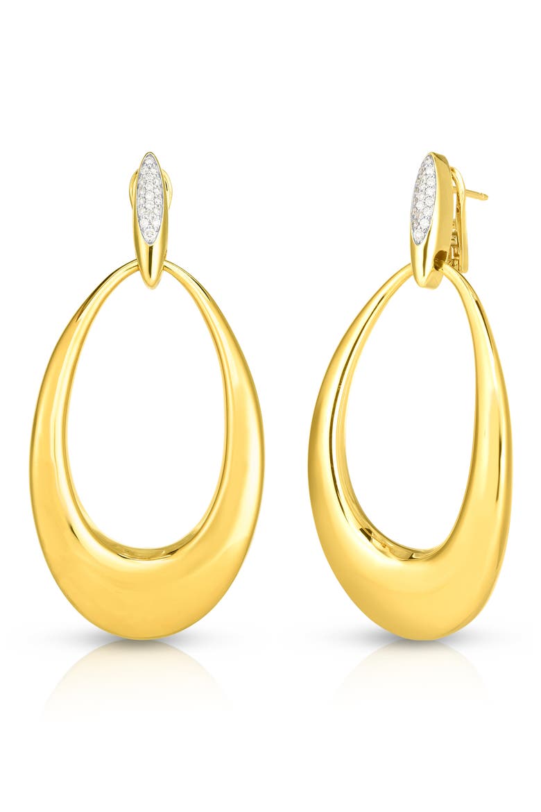 Classico Oro Diamond Hoop Earrings, Main, color, YELLOW GOLD