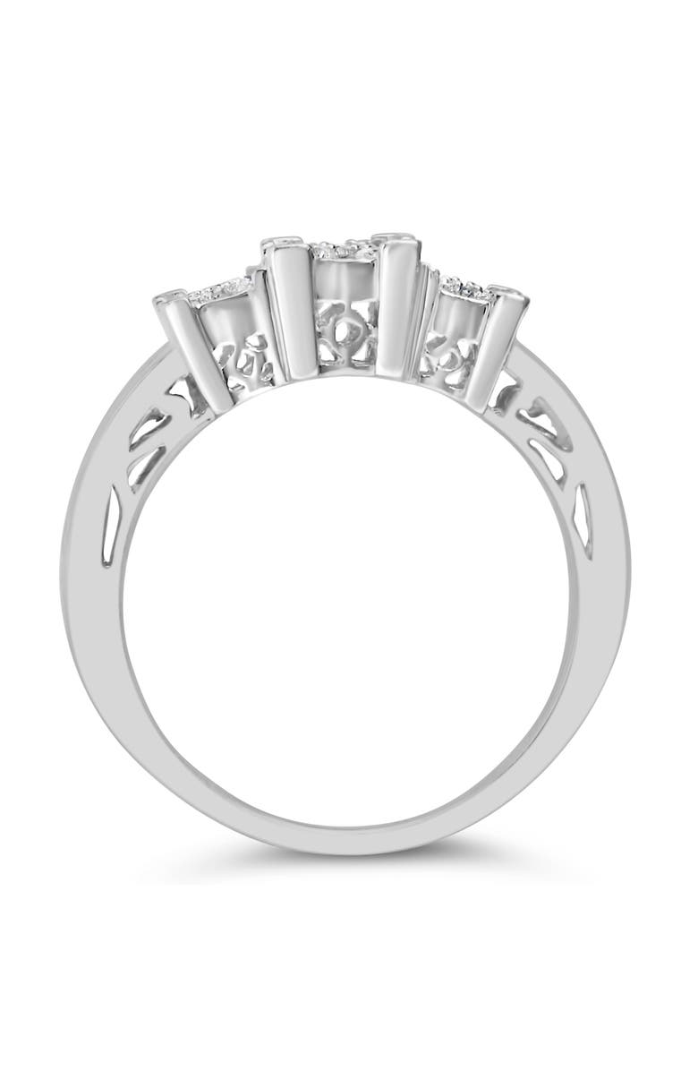 Haus of Brilliance 10K White Gold 1/2Cttw Diamond 3 Square Clusters Engagement Ring, Alternate, color, White Gold