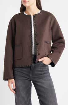 Rails Melanie Leather Whipstitch Wool Blend Jacket