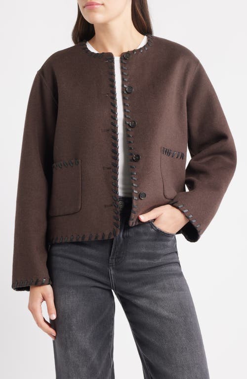 Rails Melanie Leather Whipstitch Wool Blend Jacket In Multi