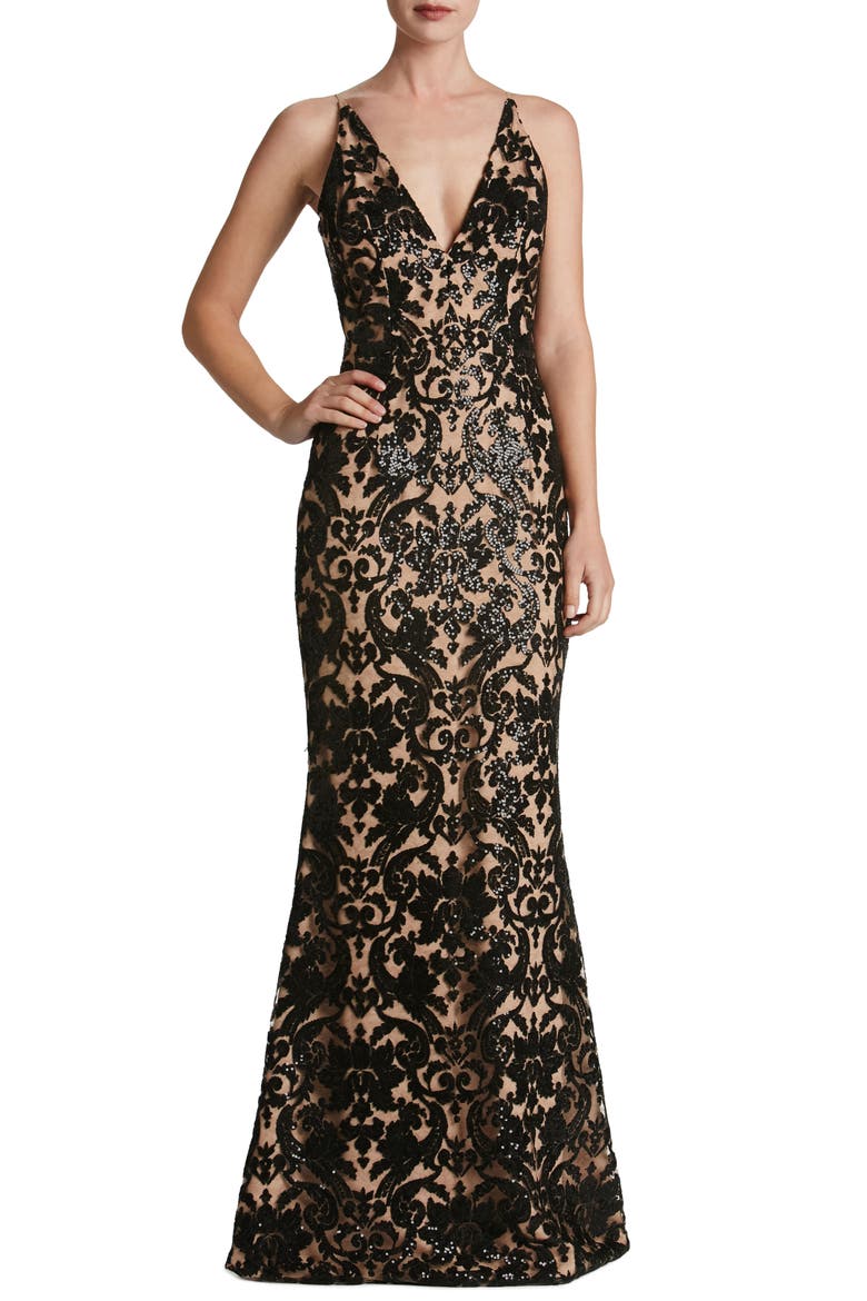 Karen Mermaid Gown, Main, color, BLACK/ NUDE LACE