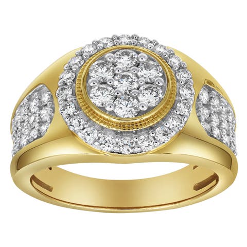 Heavyweight Diamond 14K Yellow Gold Diamond Men Statement Ring - 1.51ct.