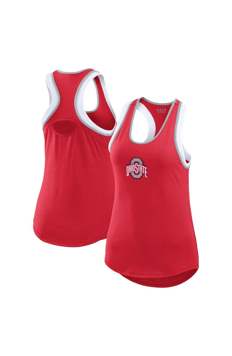 WEAR by Erin Andrews Women's WEAR by Erin Andrews Scarlet Ohio State Buckeyes Open Hole Razorback Tank Top, Main, color, 
