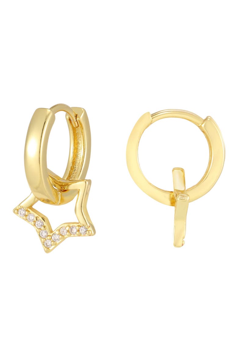 Detachable Cubic Zirconia Star Huggie Hoop Earrings, Alternate, color, GOLD