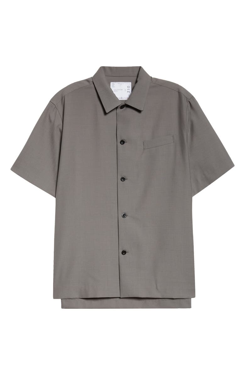 Sacai Short Sleeve Button-Up Suiting Shirt, Alternate, color,