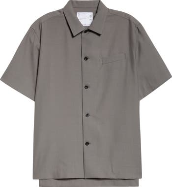 sacai SuitingBondingShirt ベージュ 23-06895 Sacai Short Sleeve Button-Up Suiting Shirt | Nordstrom