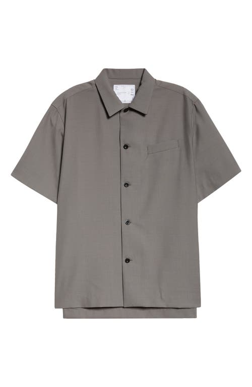 Sacai Short Sleeve Button-up Suiting Shirt In Taupe 550