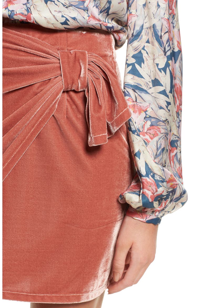 Katie Faux Wrap Skirt, Alternate, color, WILD ROSE
