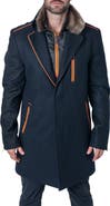 Maceoo Captainorange Faux Fur Trim Wool Peacoat