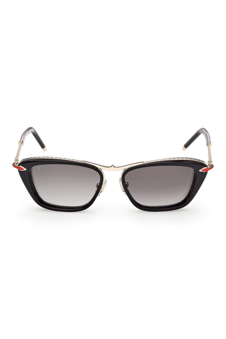 54mm Geometric Sunglasses, Main, color, BLACK / GOLD / ZEISS SMOKE