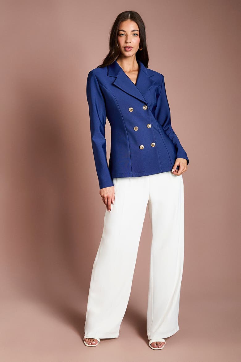 Double Breasted Bandage Blazer, Alternate, color, Navy