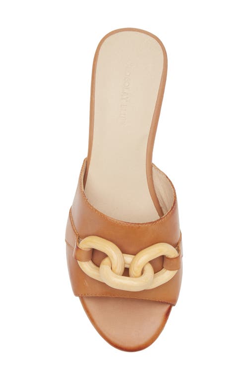 Chocolat Blu Grecia Platform Slide Sandal In Camel Leather