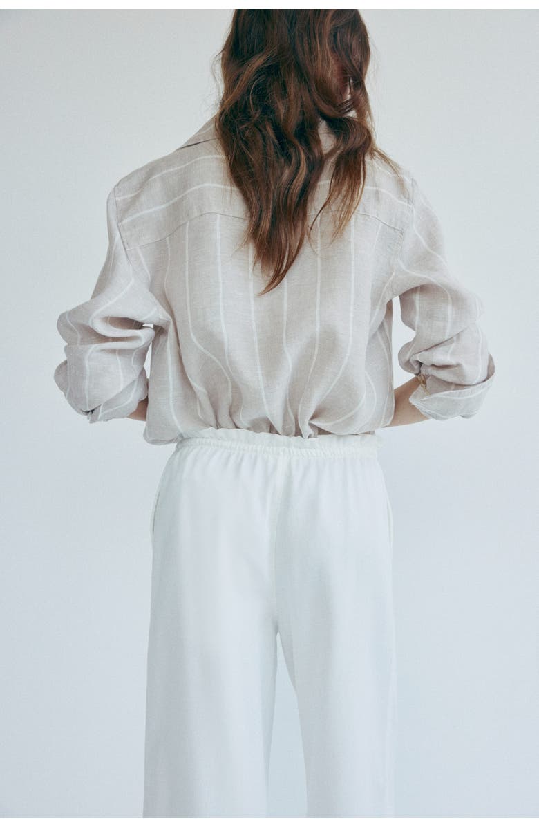 H&M Tie-belt Paper Bag Trousers, Alternate, color, Cream