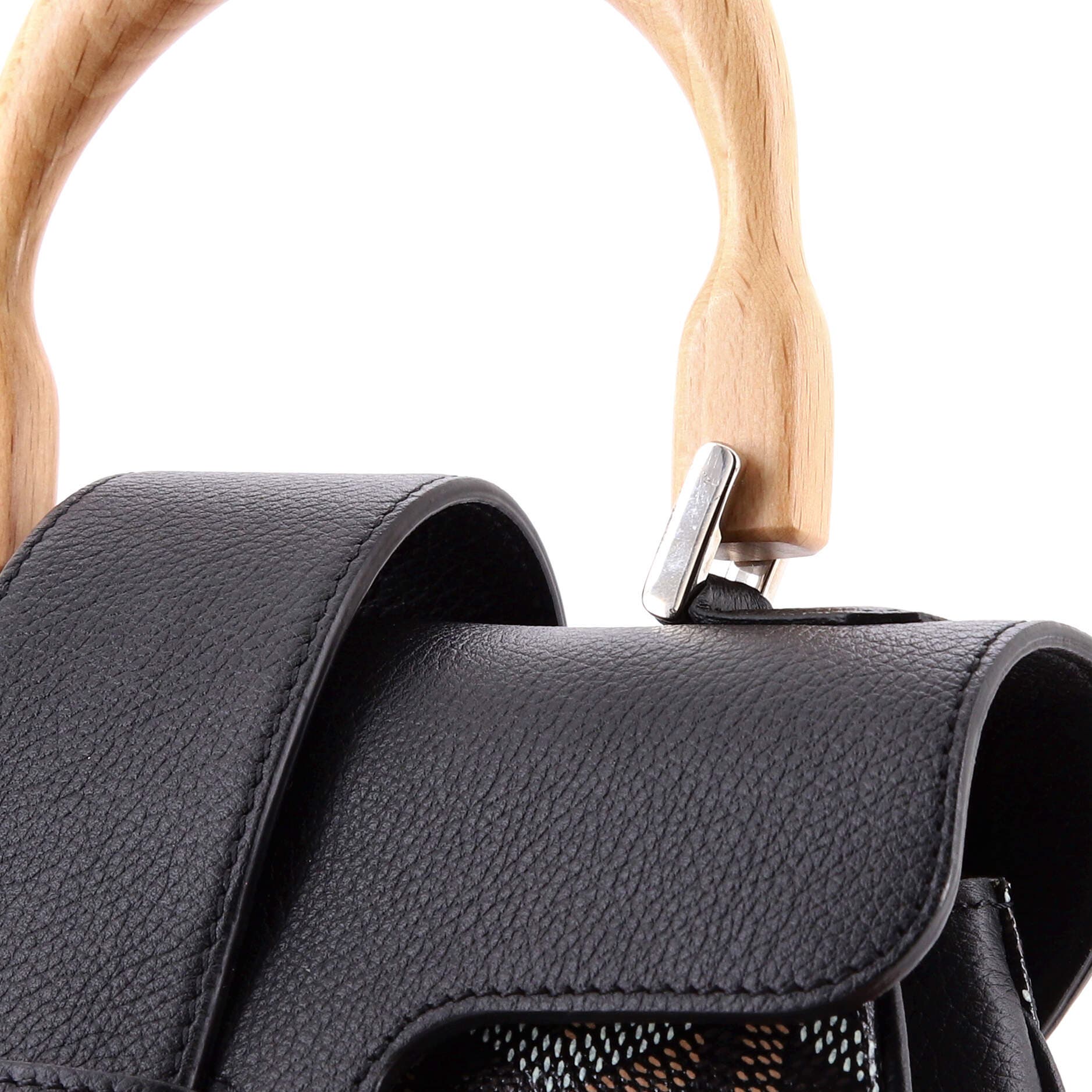 Pre-Owned Goyard Saigon Top Handle Bag Coated Canvas with Leather Mini, Alternate, color, Black