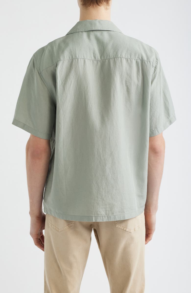 Madewell Short Sleeve Lyocell & Linen Button-Up Shirt, Alternate, color, Frosted Cement