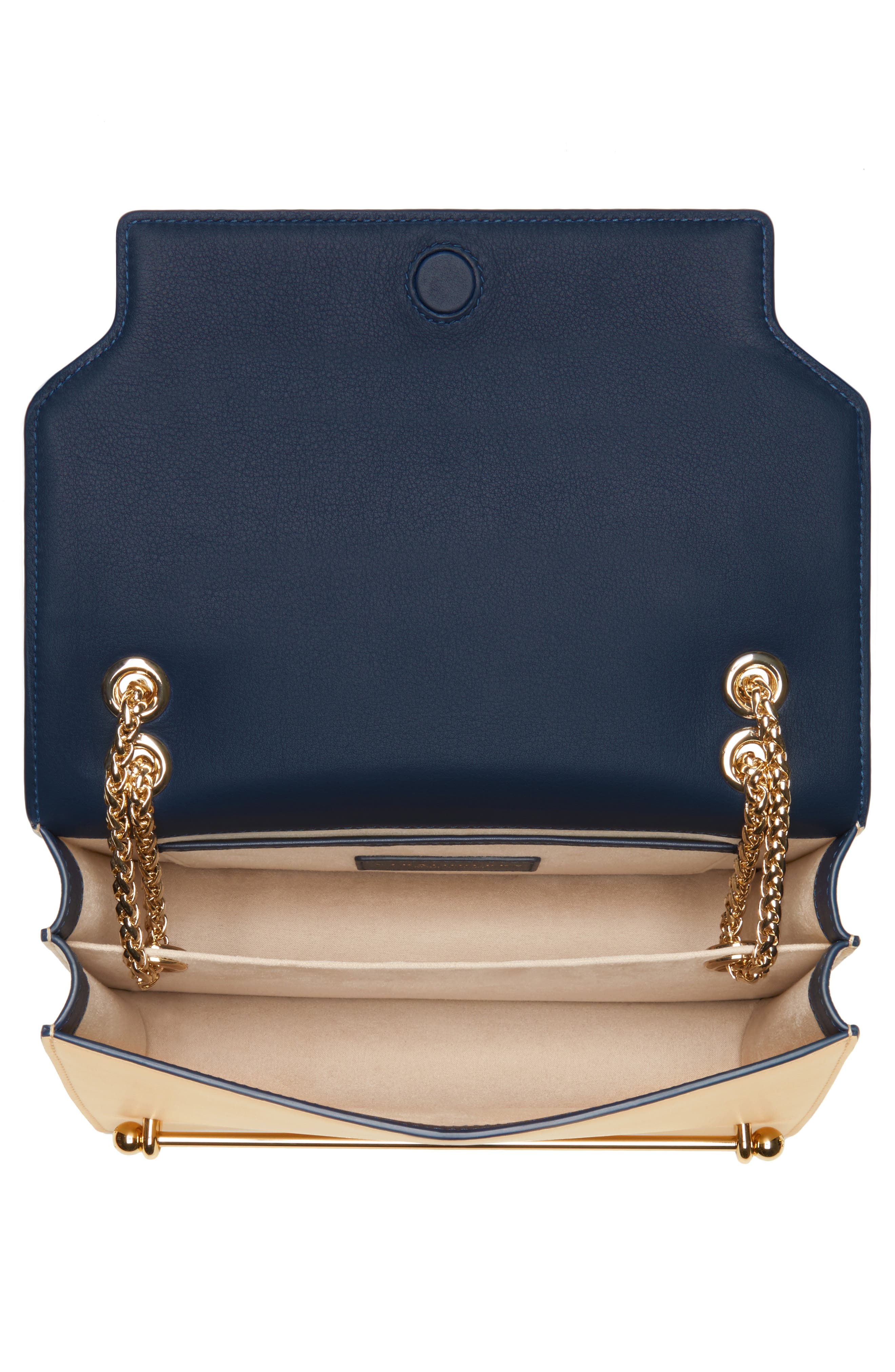 Bicolor East/West Leather Crossbody Bag, Alternate, color, NAVY/ SAND