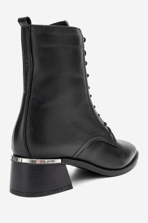 Forever & Always Shoes Avia Leather Block Heel Boot In Black