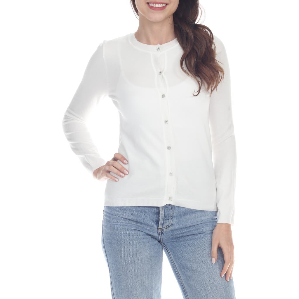RAIN AND ROSE RAIN AND ROSE CREWNECK BUTTON-UP KNIT TOP