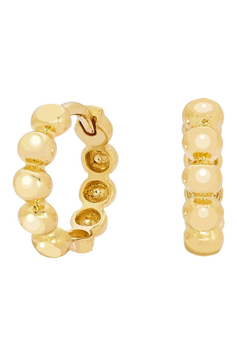 18k Gold Bead Huggie Hoop Earrings, Main, color, 18K YELLOW GOLD