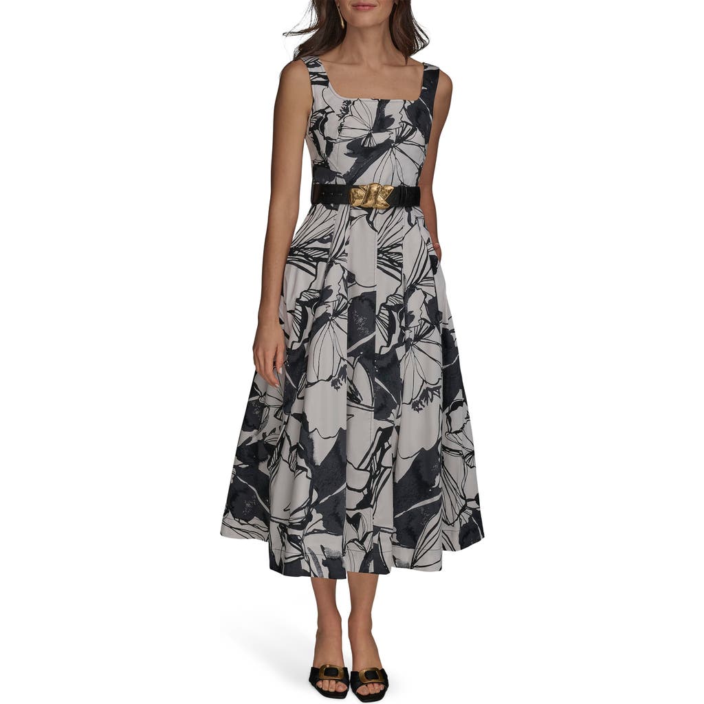 Donna Karan New York Sleeveless Fit-and-flare Maxi Dress In Black/pristine