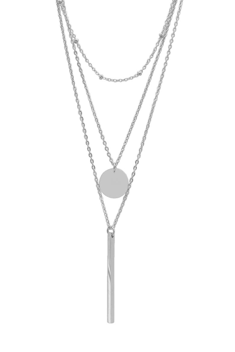Water Resistant Layered Pendant Necklace Set, Main, color, SILVER