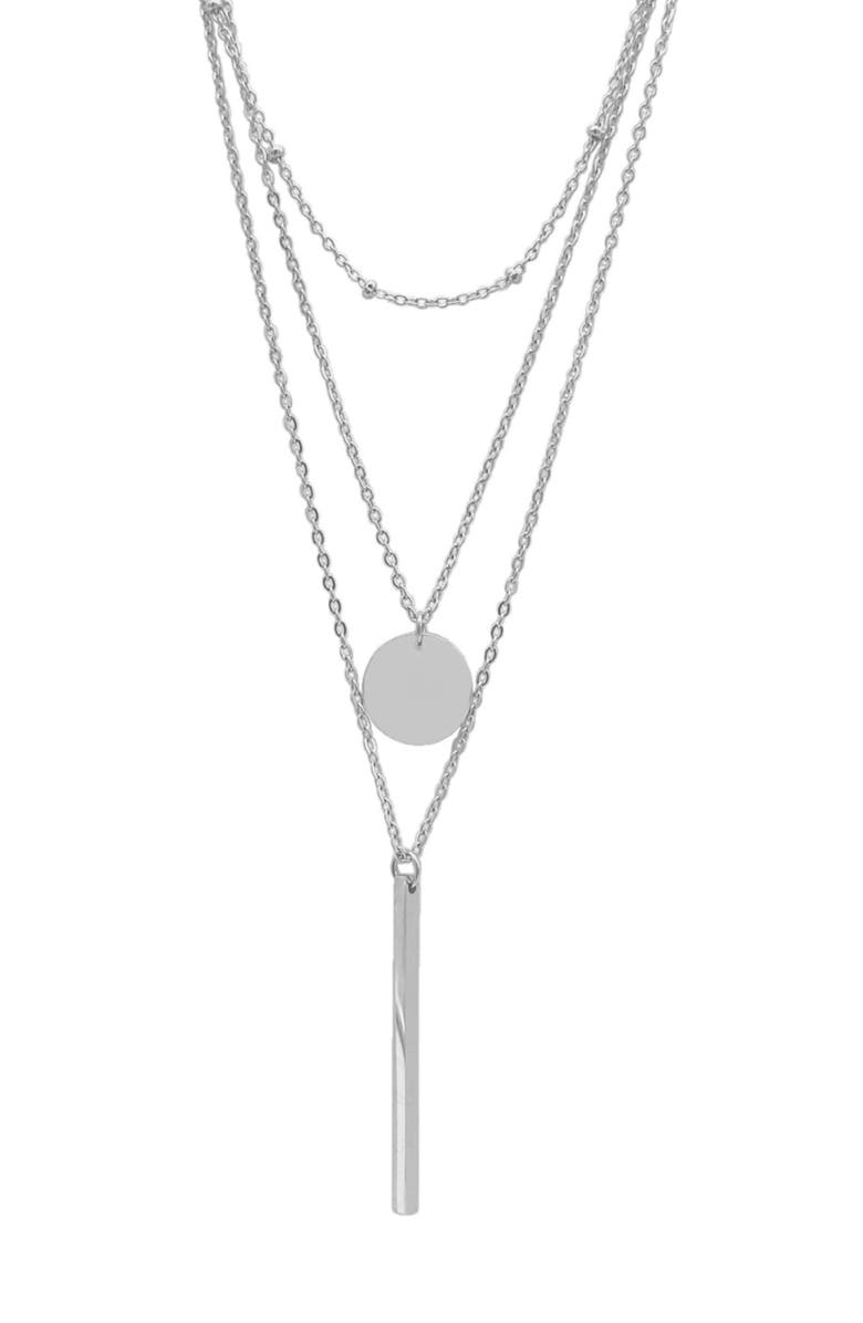 Adornia Water Resistant Layered Pendant Necklace Set, Main, color, Silver