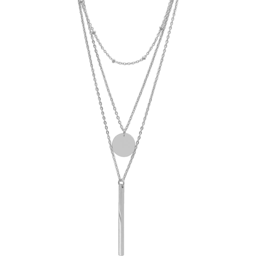 Adornia Tarnish Resistant Silver Plated Layered Pendant Necklace Set In Silver