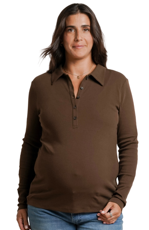 Paige Polo Maternity & Nursing Ribbed Tee