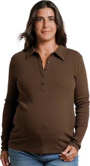 Nom Maternity Paige Polo Maternity & Nursing Ribbed Tee