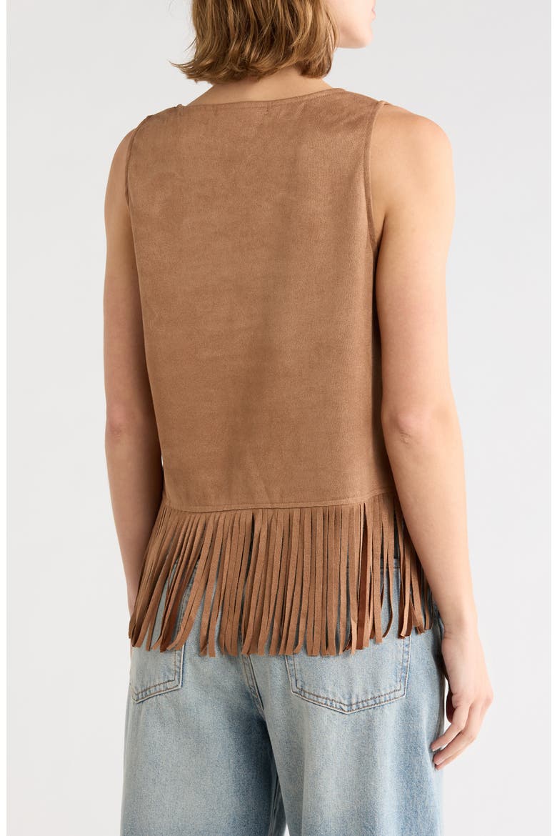 Laser Cut Fringe Faux Suede Tank, Alternate, color, BROWN