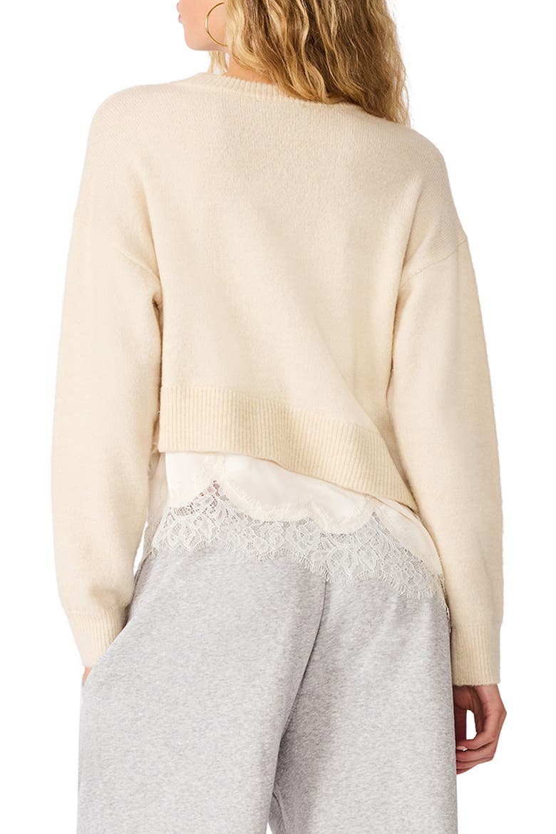 Aries Lace Hem Sweater, Alternate, color, CREAM