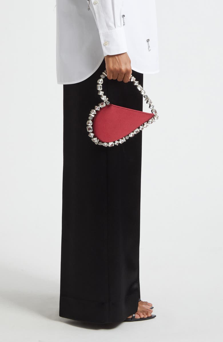 L’alingi Taliya Love Satin Crystal Top Handle Bag, Alternate, color, Burgundy